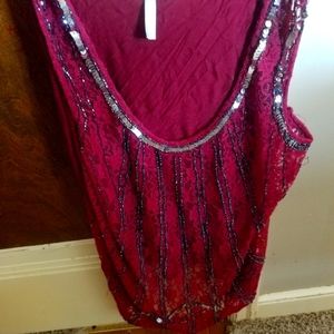 red beaded tank top studio y brand size 2x